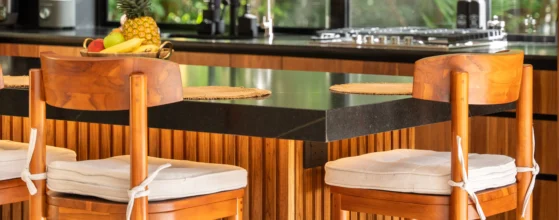 Natural stone slab with visible veining selected for a luxury residential project in Costa Rica